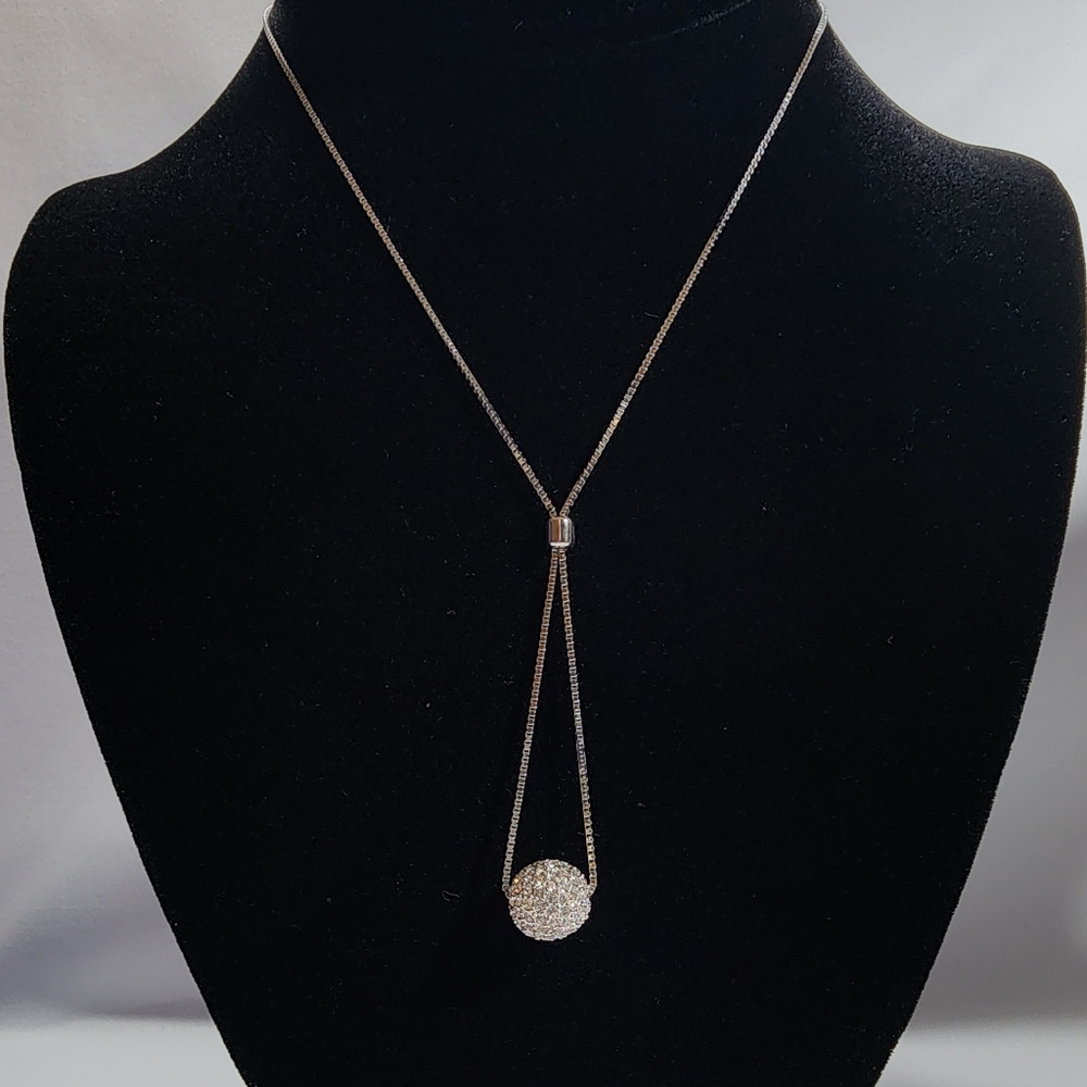 Swarovski Blink Bling Ball Necklace Rhodium Silver - Picture 3 of 10